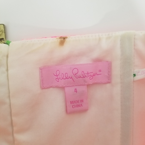 Lilly Pulitzer Lowe Fiesta Pink Pretty Gingham Strapless Peplum Dress Size 4 - Picture 3 of 15